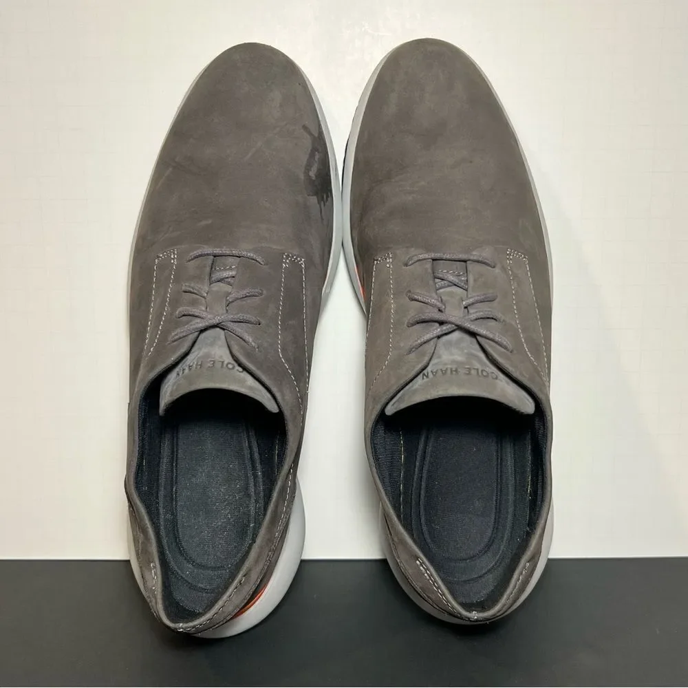 Mens COLE HAAN Grand Troy Gray Plain Oxford Shoes / Size 10 Medium